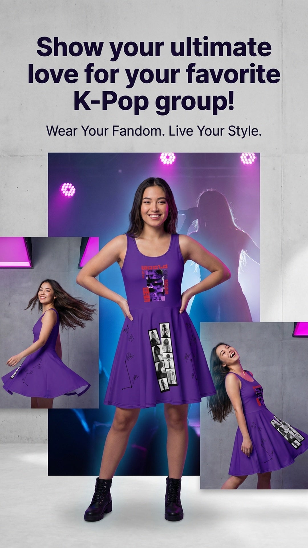 BTS Arirang World Tour 2026 Purple Skater Dress – Premium Borahae ARMY Concert Outfit with Pockets
