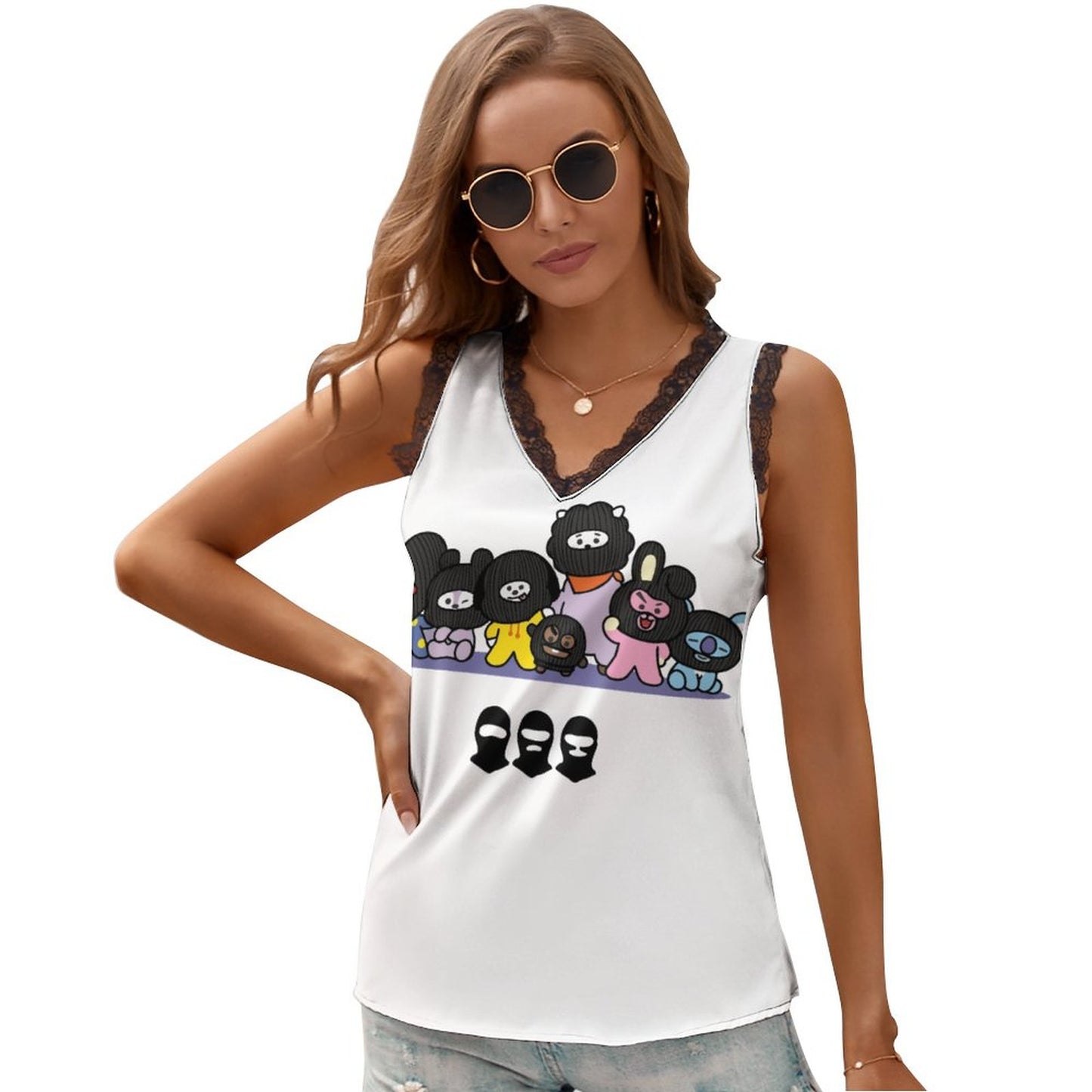 Printed V-neck Cami Top(All-Over Printing)