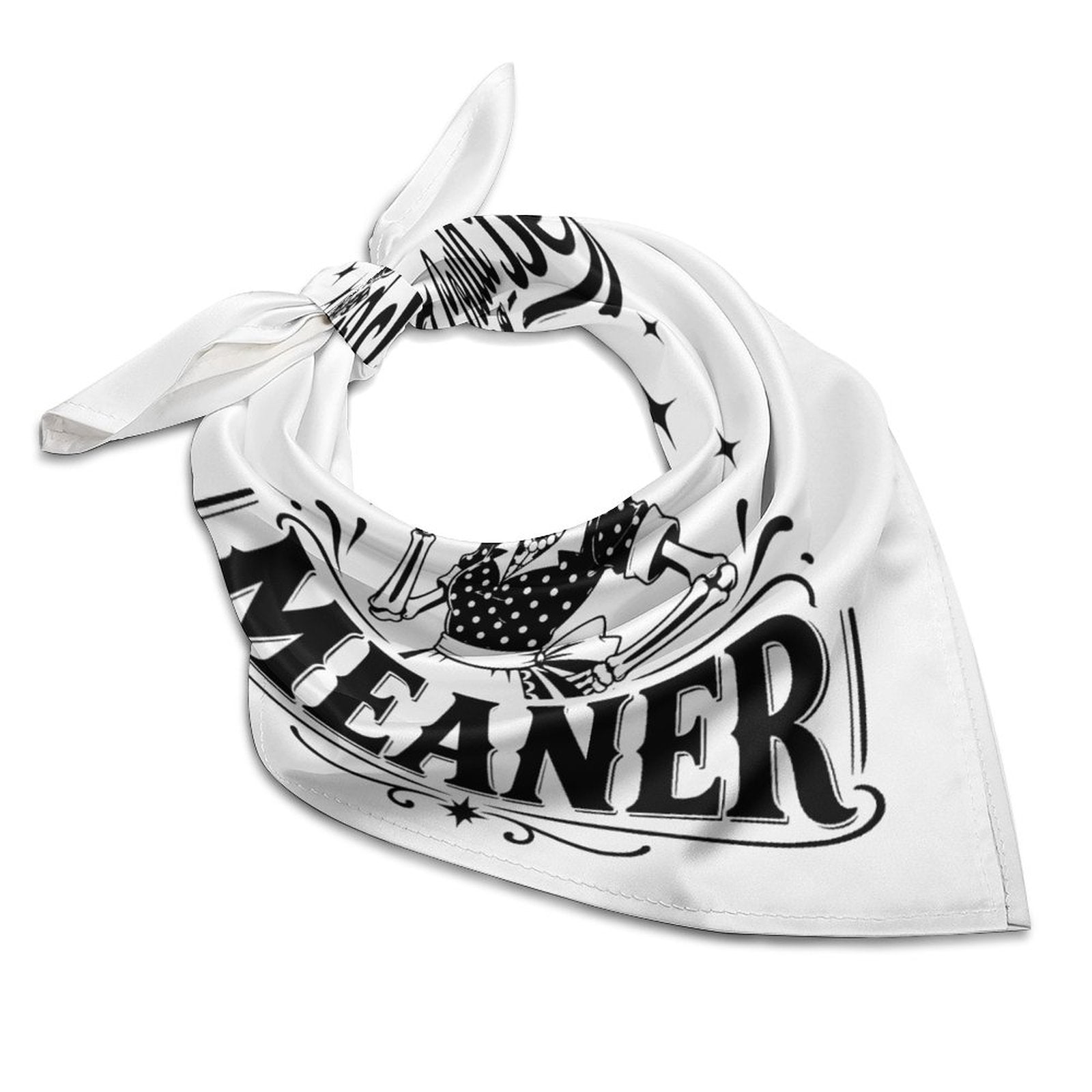 I could be meaner square printed scarf in white and black imitated silk layout