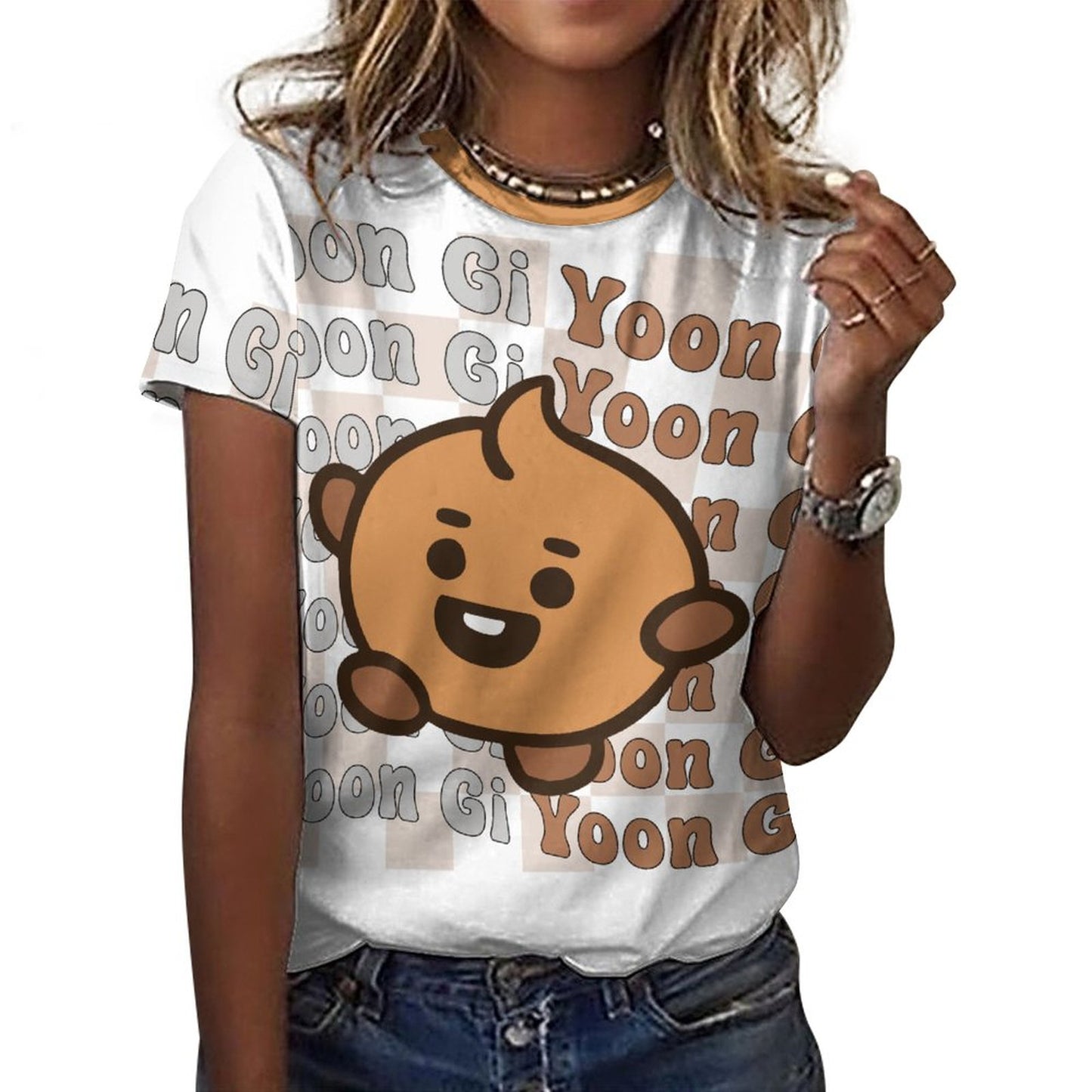 DTG 190gsm Cotton Summer Short Sleeve T-Shirts for Women(All-Over Printing)