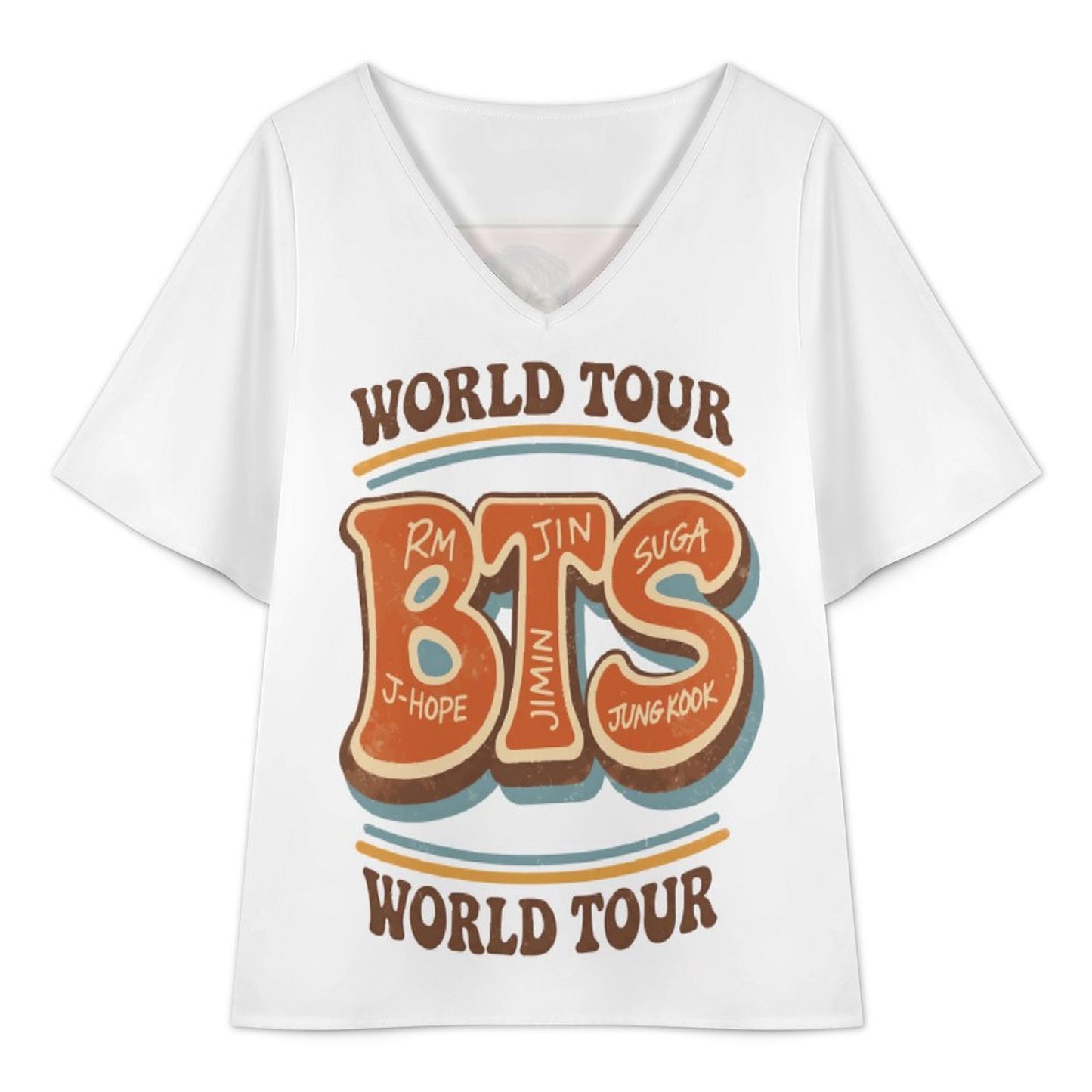 Detailed view of the bold red HA HA HA text pattern layout on the premium white cold shoulder streetwear top.