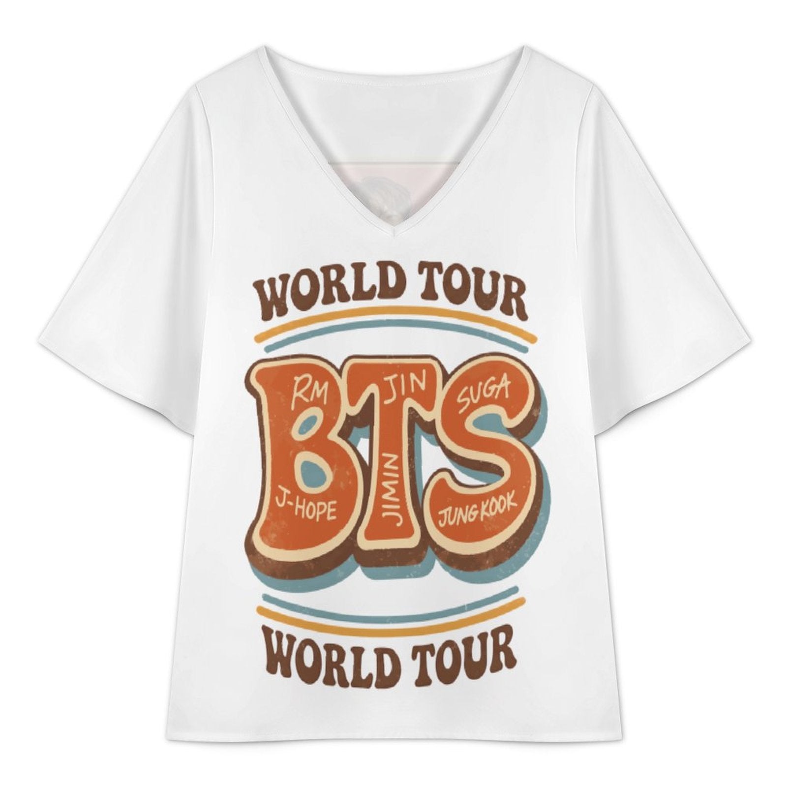 Detailed view of the bold red HA HA HA text pattern layout on the premium white cold shoulder streetwear top.