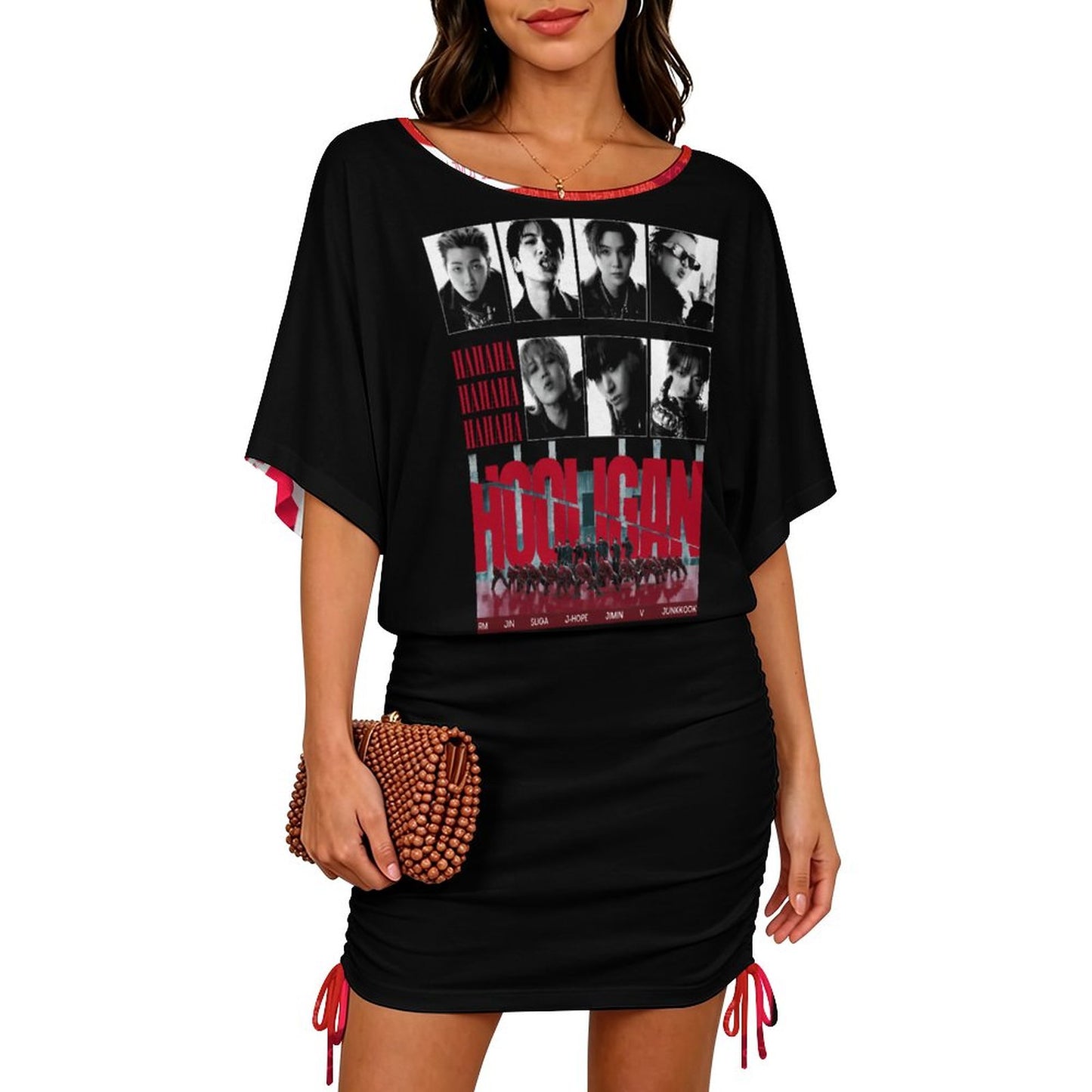 180gsm Bat Sleeve Dress For Women(All-Over Printing)