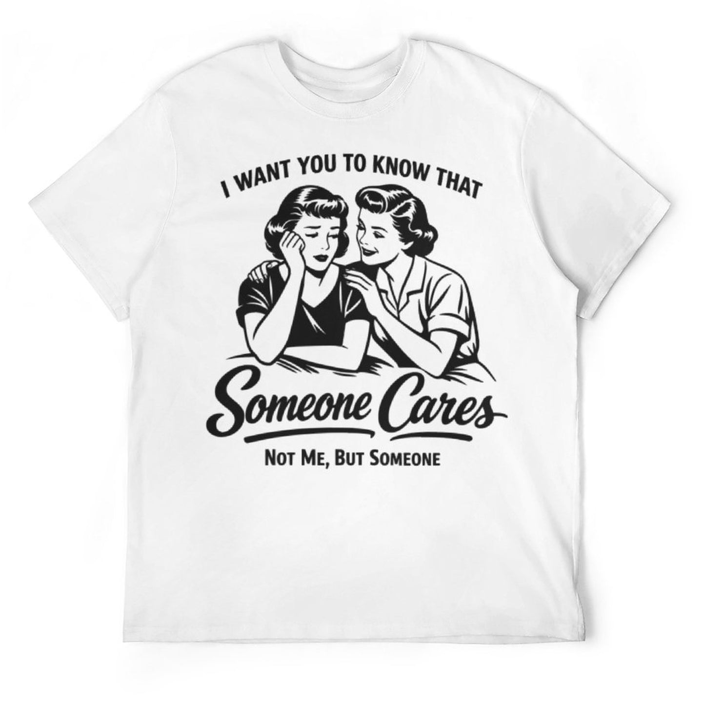 Flat lay view of a premium white polyester stretch t-shirt showing a crisp, fade-resistant black graphic print with a funny anti-social quote.
