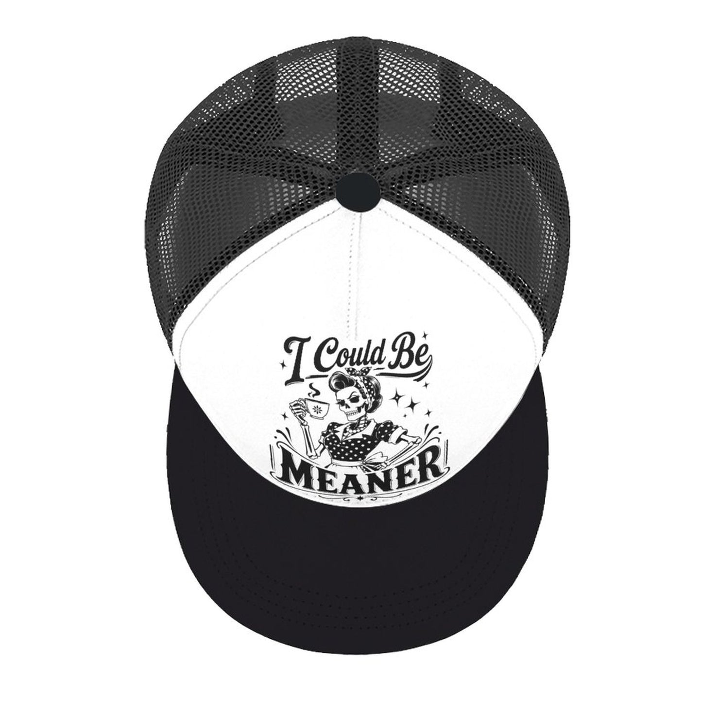 I Could Be Meaner Trucker Hat – Sassy Graphic Flat Brim Mesh Snapback Cap