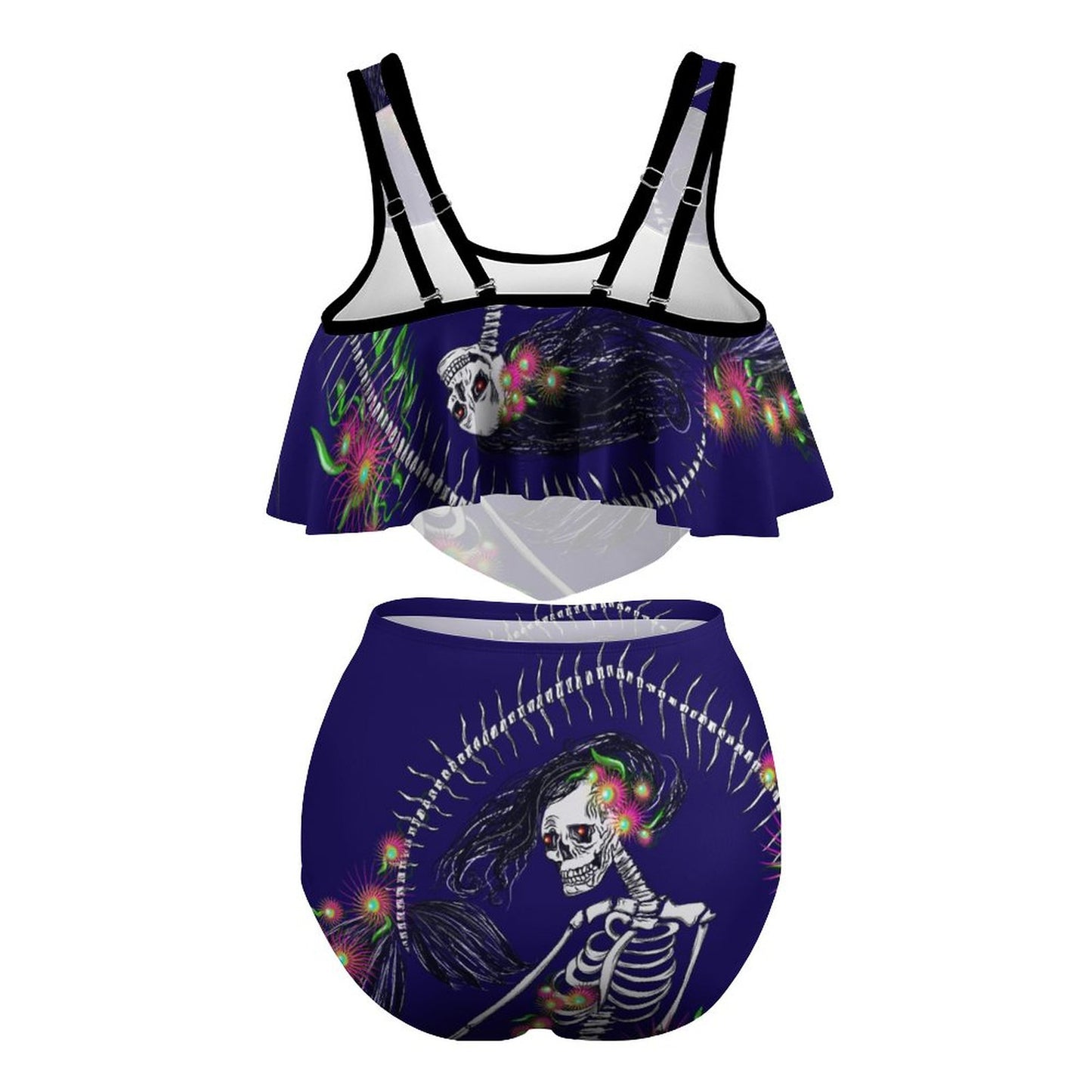Close-up view of the back of a women's tankini top showcasing the secure double shoulder straps and premium stitching details.