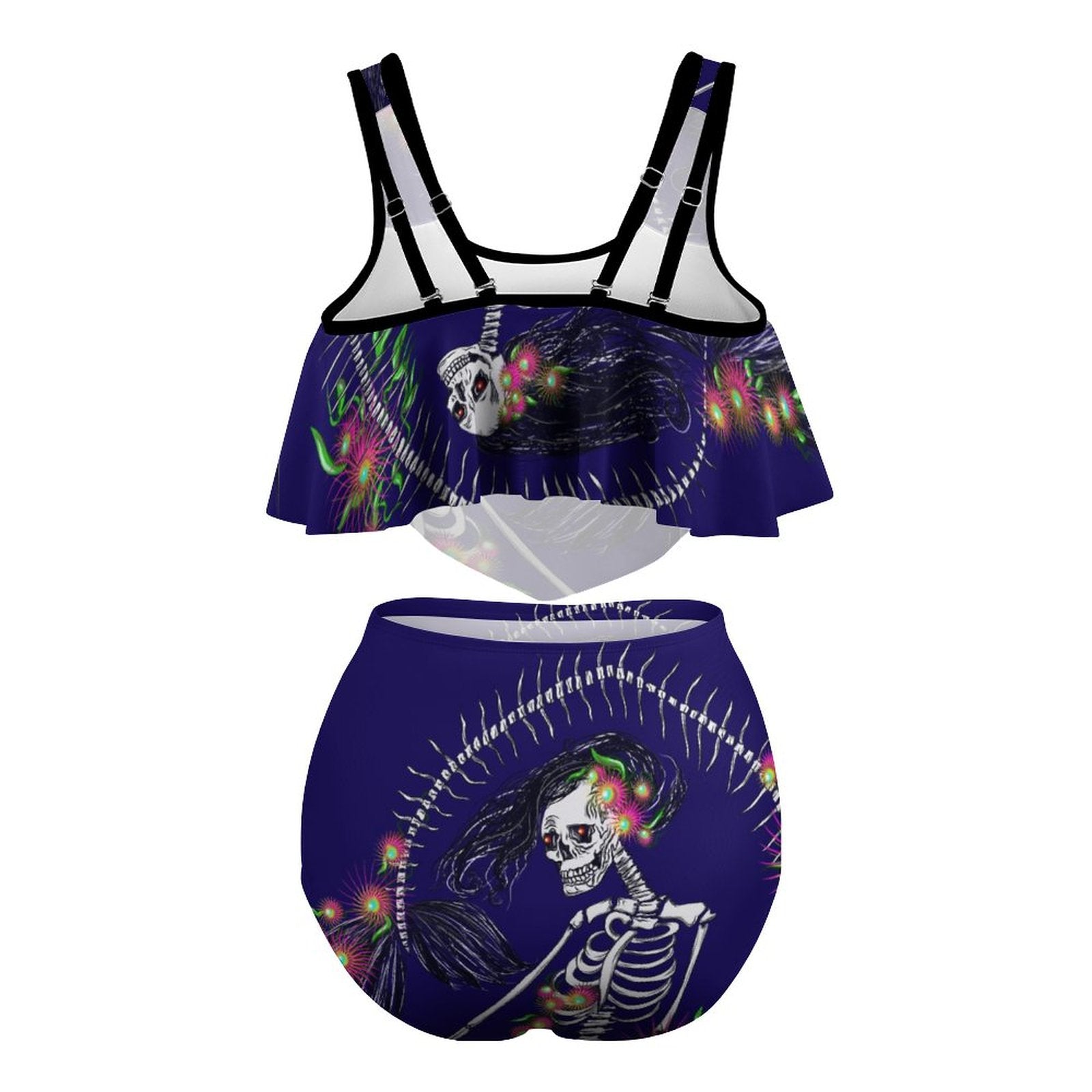 Close-up view of the back of a women's tankini top showcasing the secure double shoulder straps and premium stitching details.