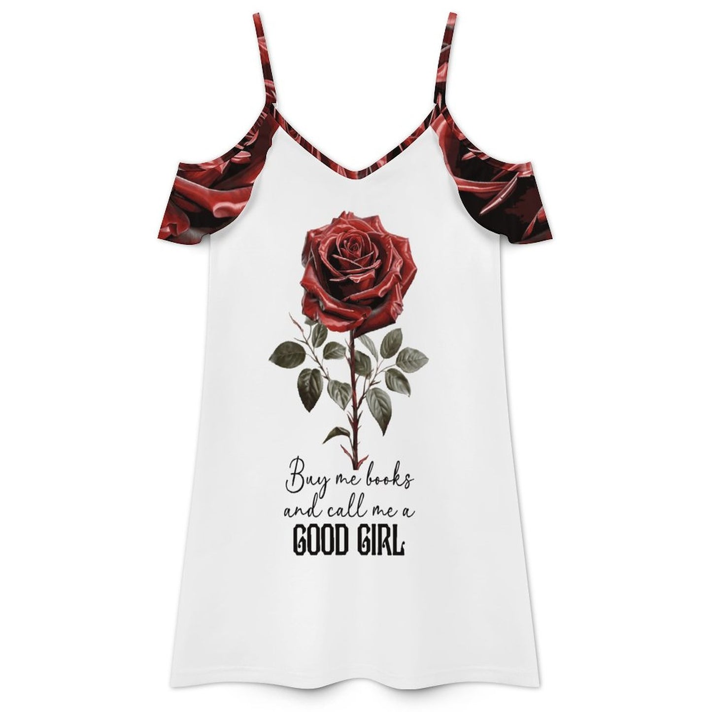 200gsm Women's Ruffle Spaghetti Strap Dress (All-Over Printing)