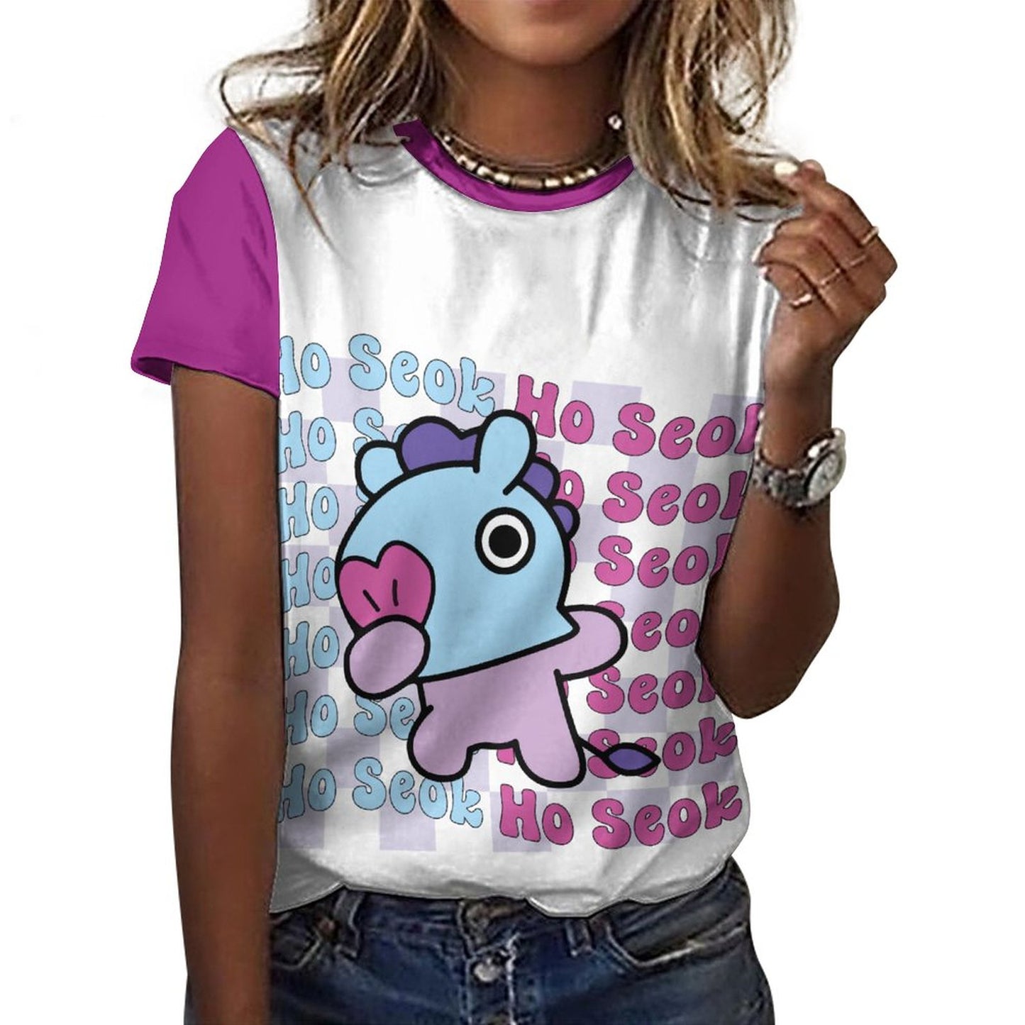 DTG 190gsm Cotton Summer Short Sleeve T-Shirts for Women(All-Over Printing)