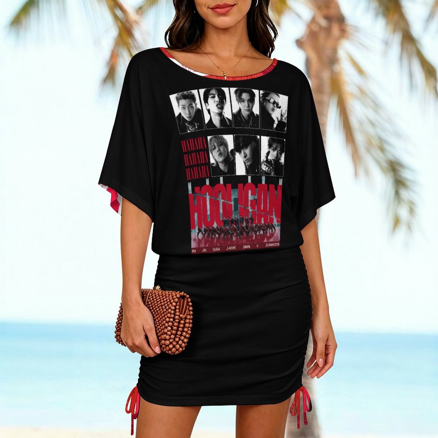 180gsm Bat Sleeve Dress For Women(All-Over Printing)