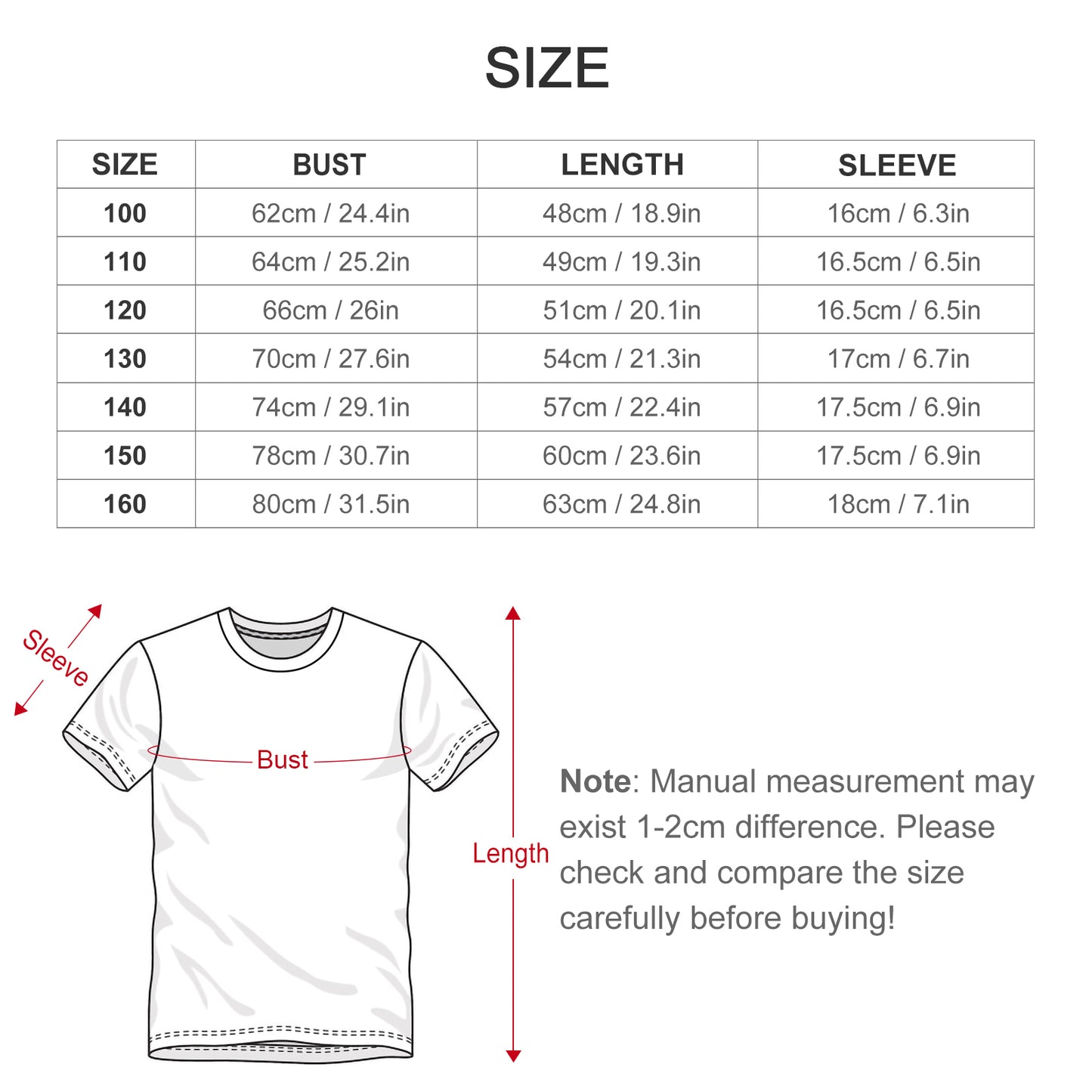 DTG 190gsm Cotton Children's Short Sleeve T-shirt(All-Over Printing)
