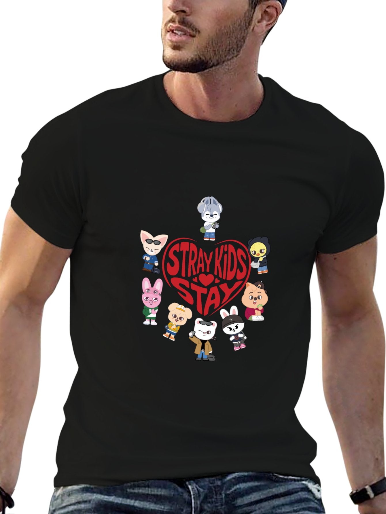 Stray Kids SKZOO Stay DTF 180gsm Multi-Color American Size Short Sleeve T-Shirt (Double-sided Printing)