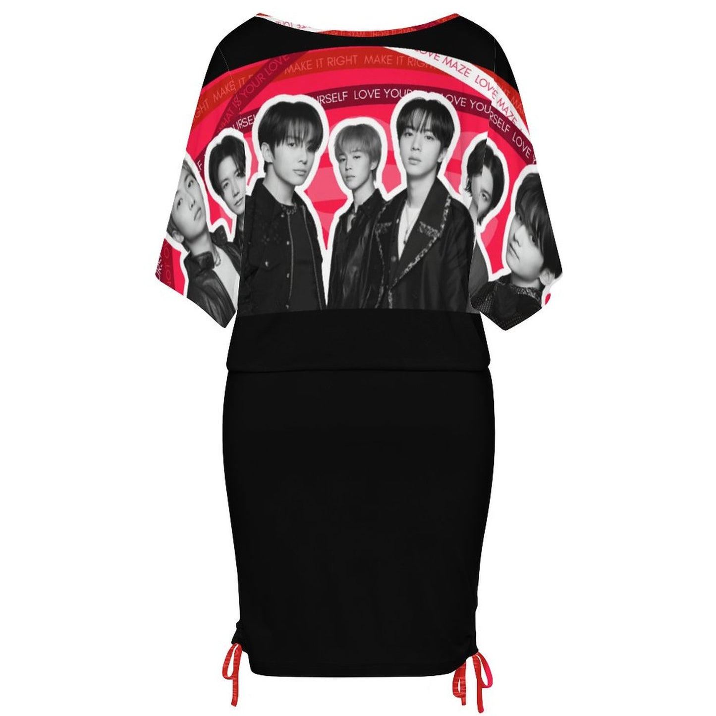 180gsm Bat Sleeve Dress For Women(All-Over Printing)