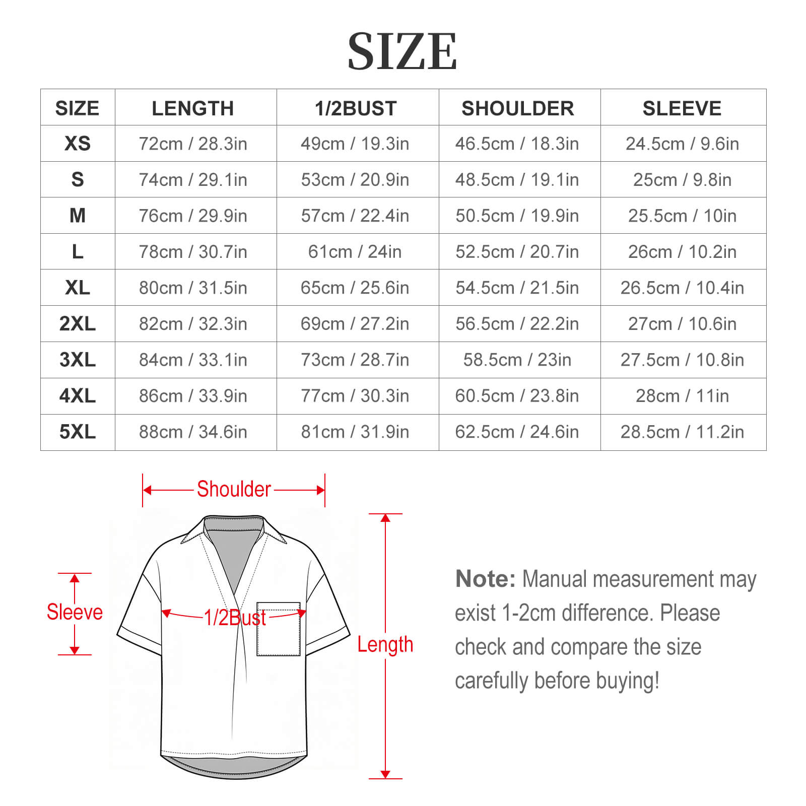 Flat-laid size and measurement guide graphic for the women's loose-fit boat neck tee, detailing bust, length, and three-quarter sleeve specifications in centimeters and inches.