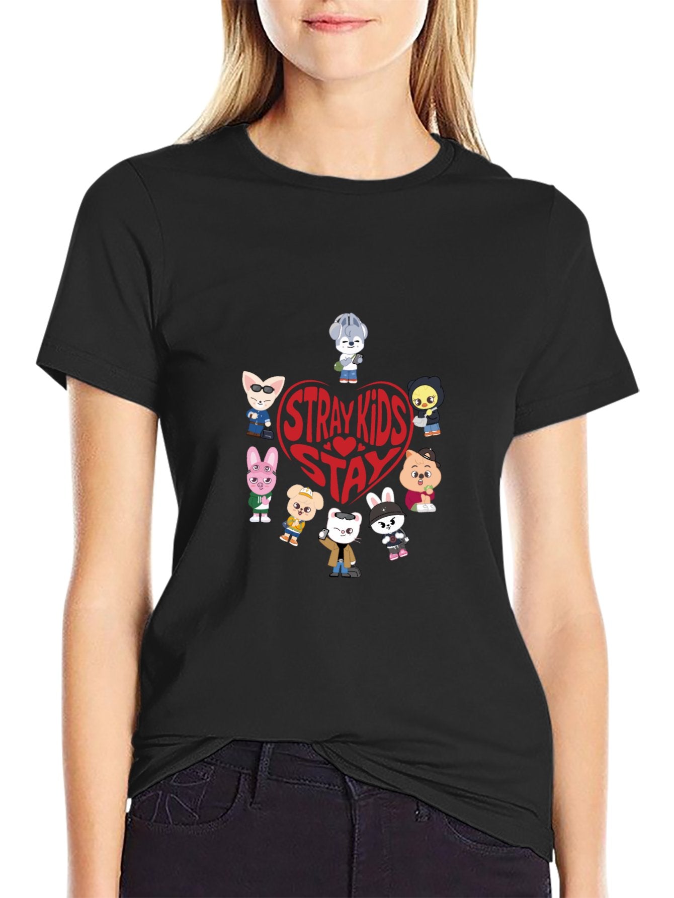 Stray Kids SKZOO Stay DTF 180gsm Multi-Color American Size Short Sleeve T-Shirt (Double-sided Printing)
