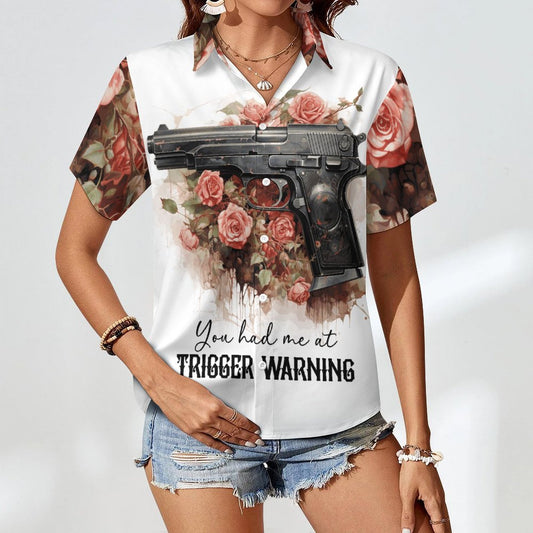 135gsm Women's Button Down Shirt With Pockets(All-Over Printing)