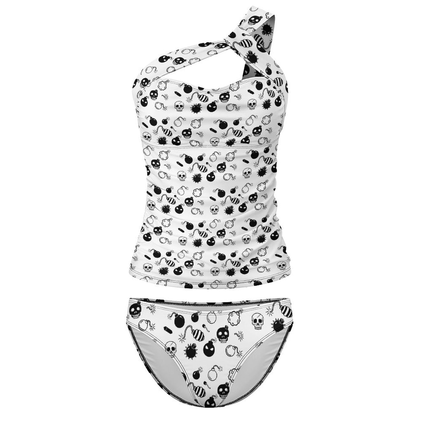 Skulls and Bombs Two-Piece Swimsuit Set · Edgy Y2K Grunge Bikini · Alt Fashion Summer Streetwear