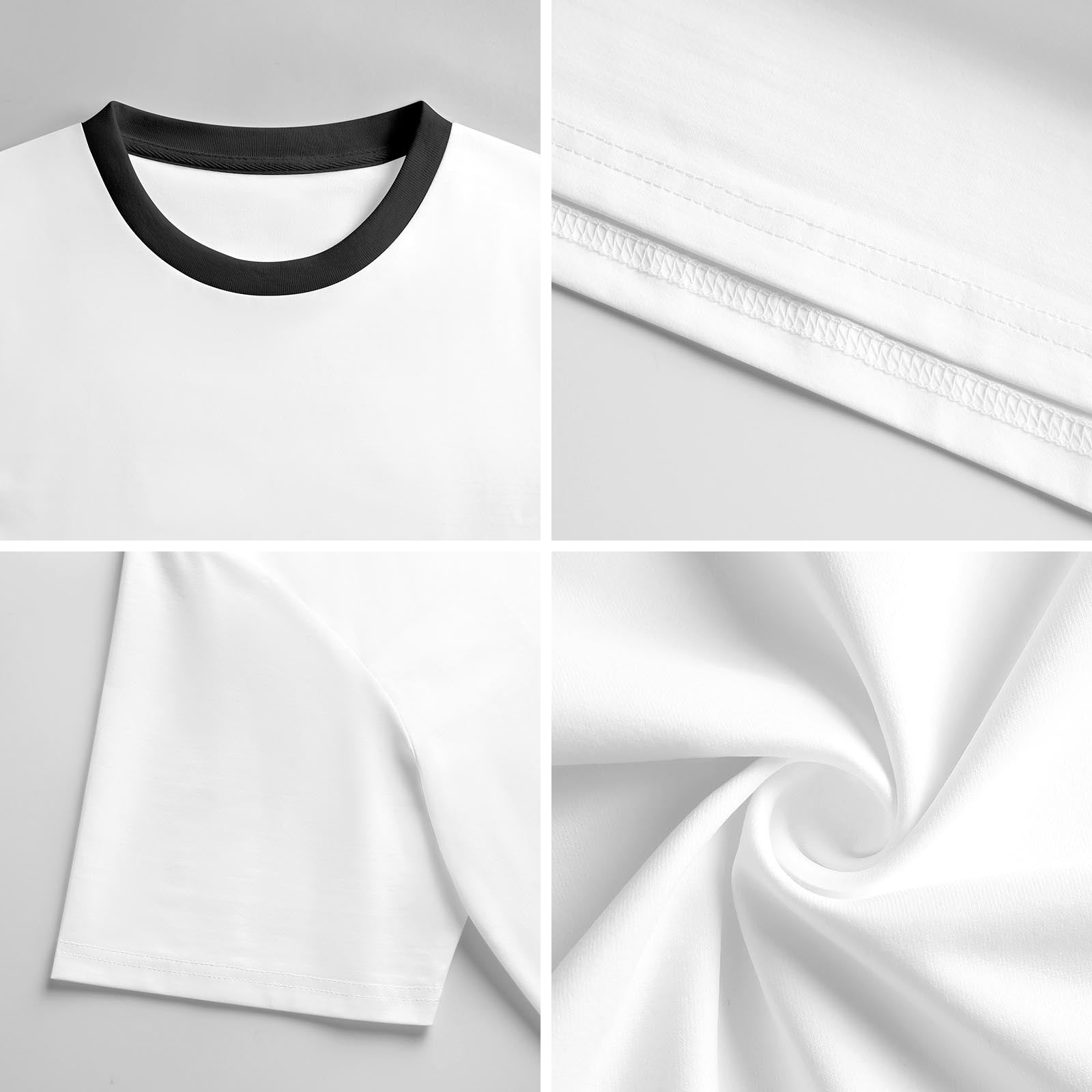Collage showing the black neckband trim, durable stitching, and ultra-soft fabric texture of the premium BT21 Hooligan t-shirt.