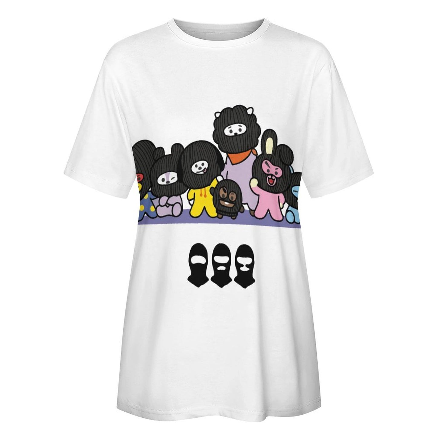 BT21 Hooligan DTG 190gsm Cotton Summer Short Sleeve T-Shirts for Women(All-Over Printing)