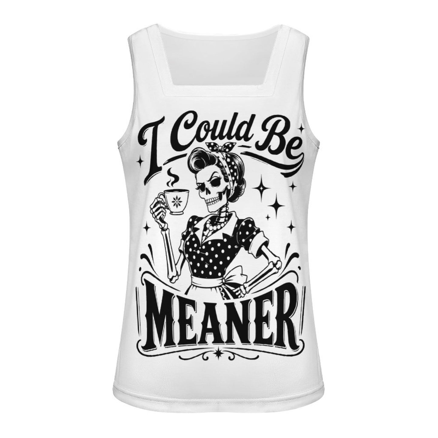 I Could Be Meaner Square Neck Tank Top – Sassy Graphic Cropped Y2K Camisole