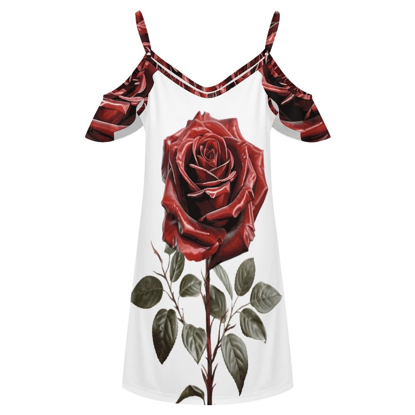 200gsm Women's Ruffle Spaghetti Strap Dress (All-Over Printing)
