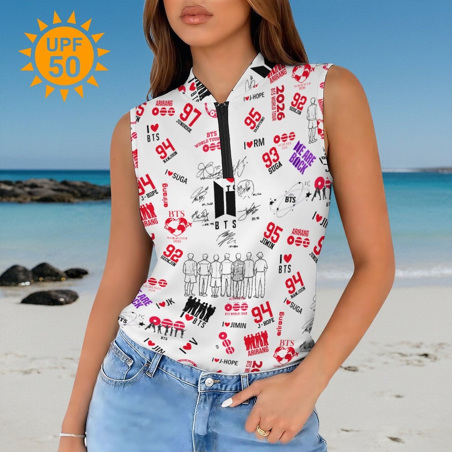UPF50+ 180gsm Women's Sunscreen Golf Tank(All-Over Printing)