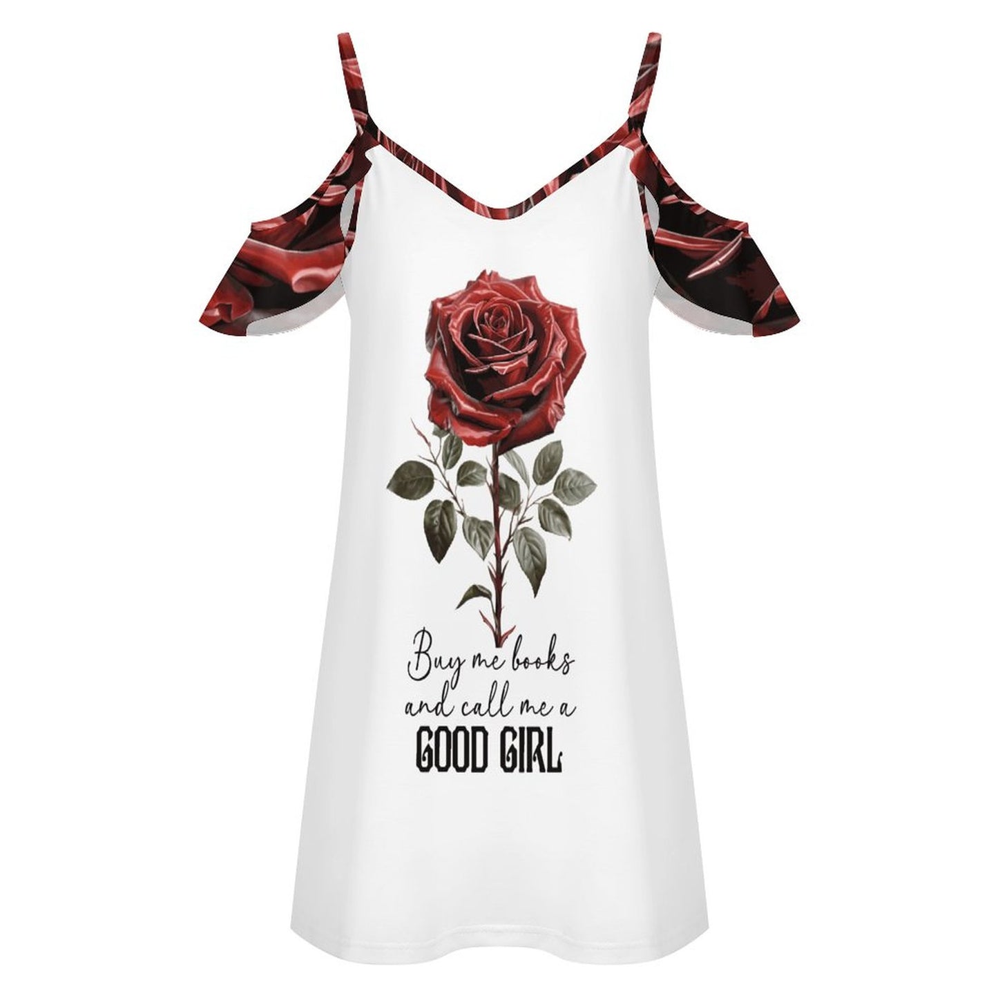 200gsm Women's Ruffle Spaghetti Strap Dress (All-Over Printing)