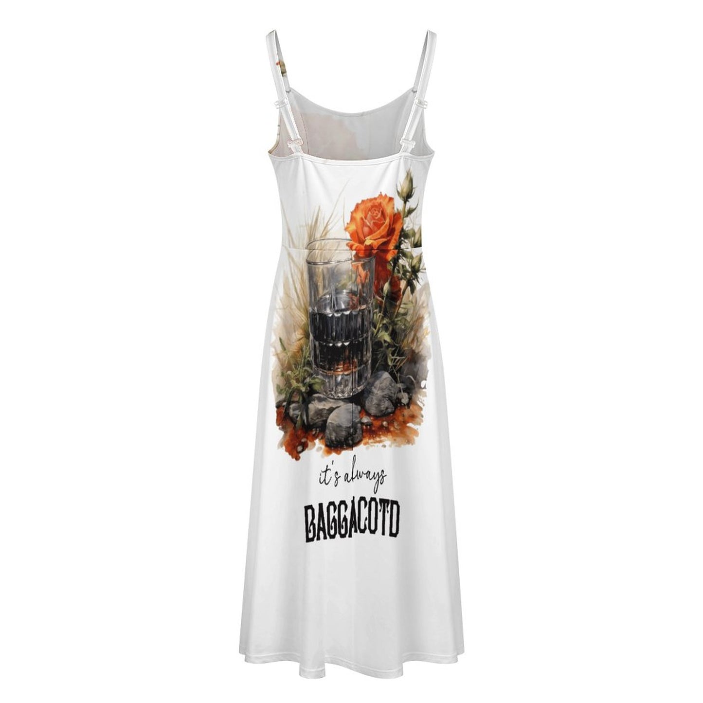 180gsm Midi Spaghetti Strap Dress(All-Over Printing)