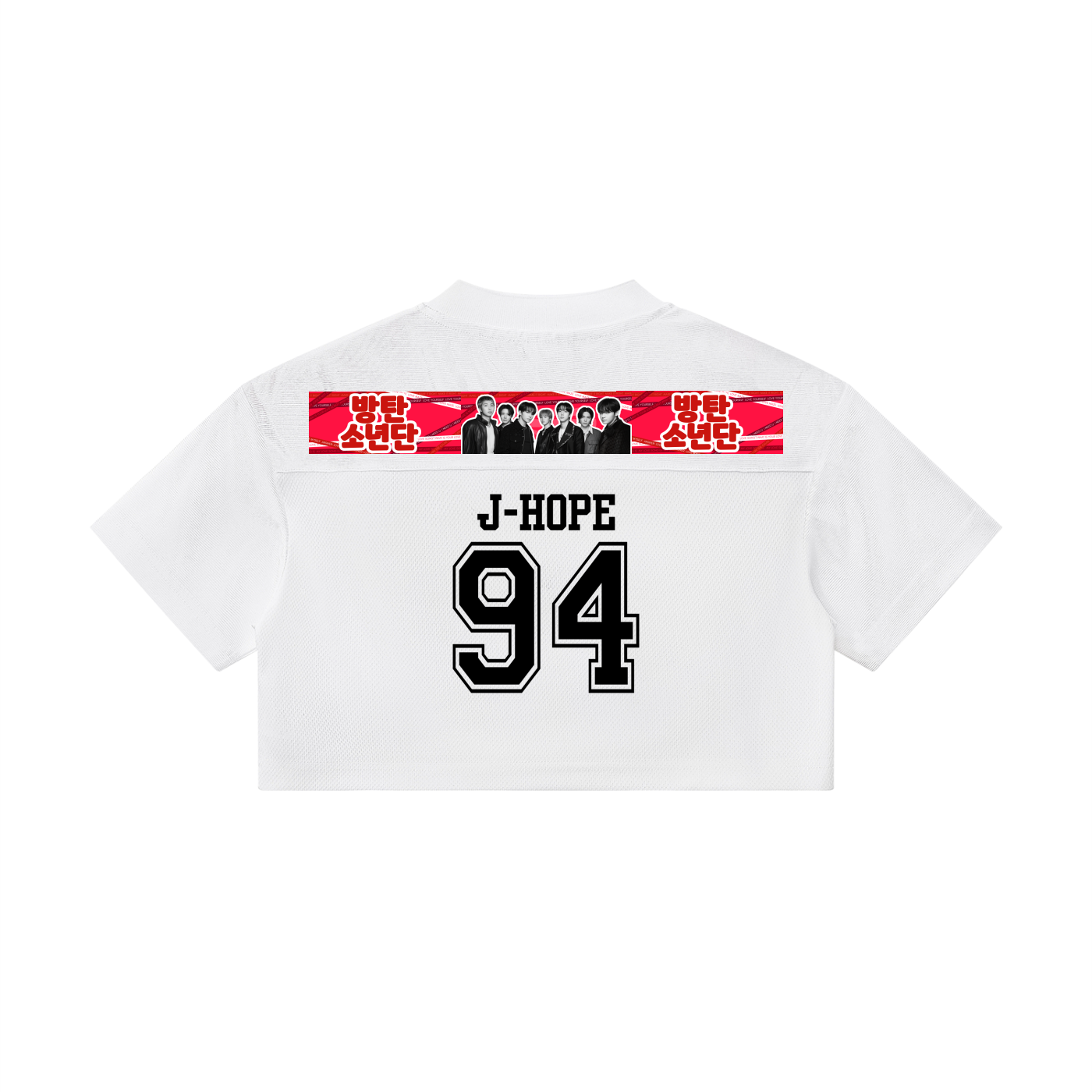 Hobi BTS crop top jersey sporty K-pop concert outfit