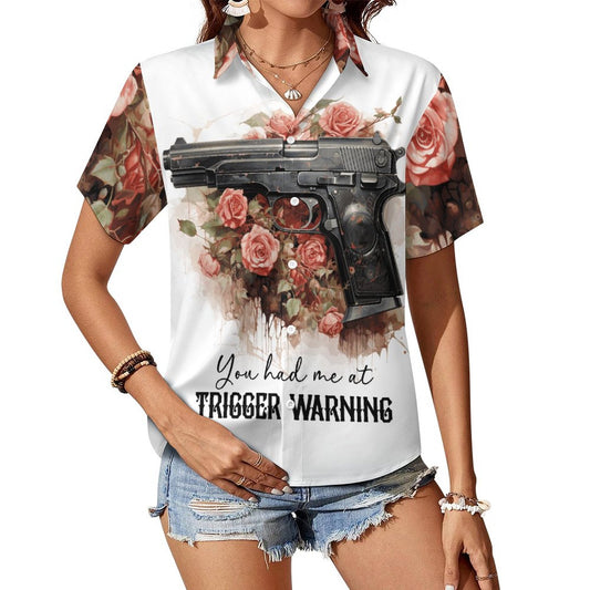 135gsm Women's Button Down Shirt With Pockets(All-Over Printing)