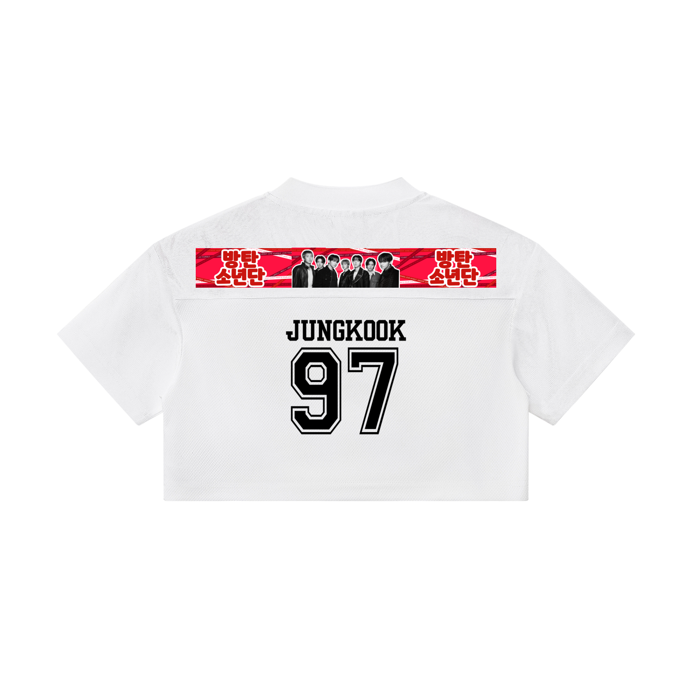 JK BTS crop top jersey sporty K-pop concert outfit