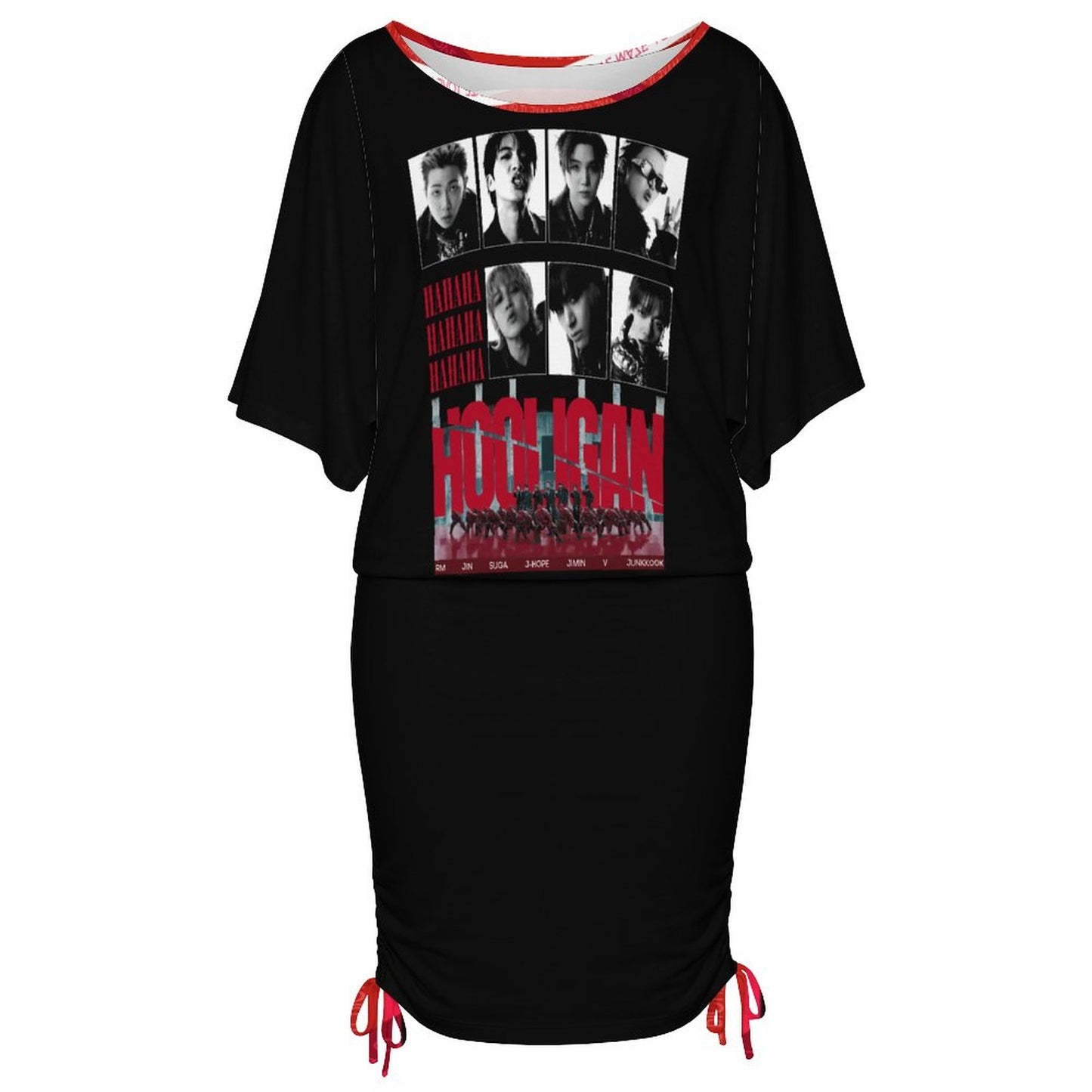 180gsm Bat Sleeve Dress For Women(All-Over Printing)