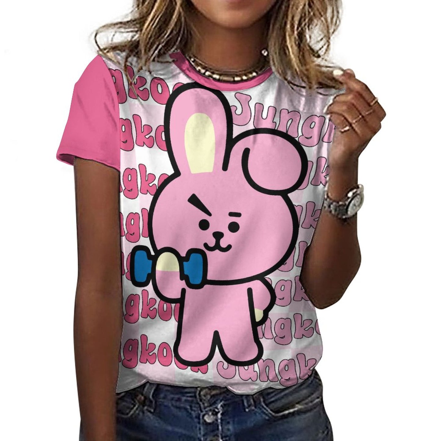 DTG 190gsm Cotton Summer Short Sleeve T-Shirts for Women(All-Over Printing)