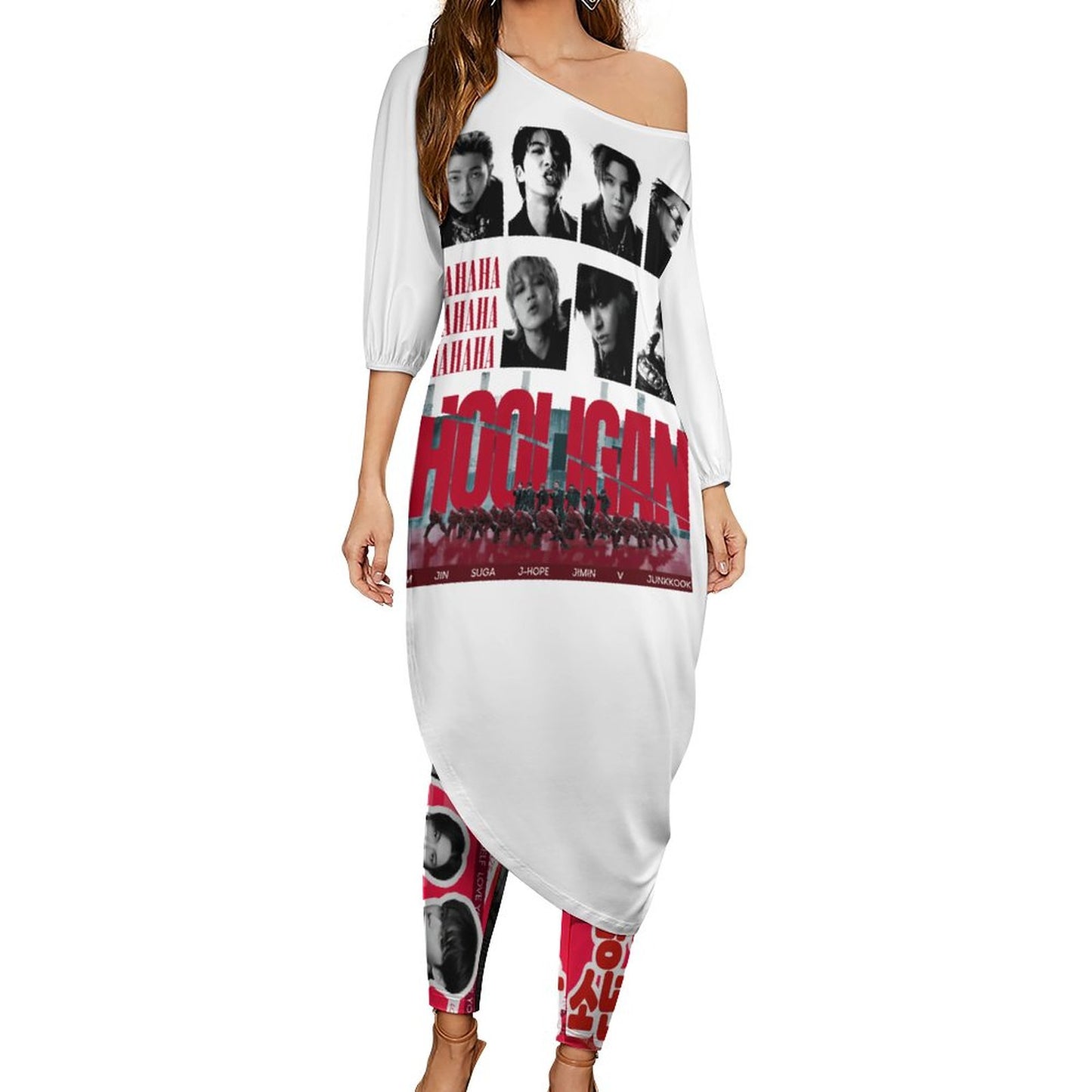 BTS Hooligan Diagonal Shoulder Two Piece Set(All-Over Printing)