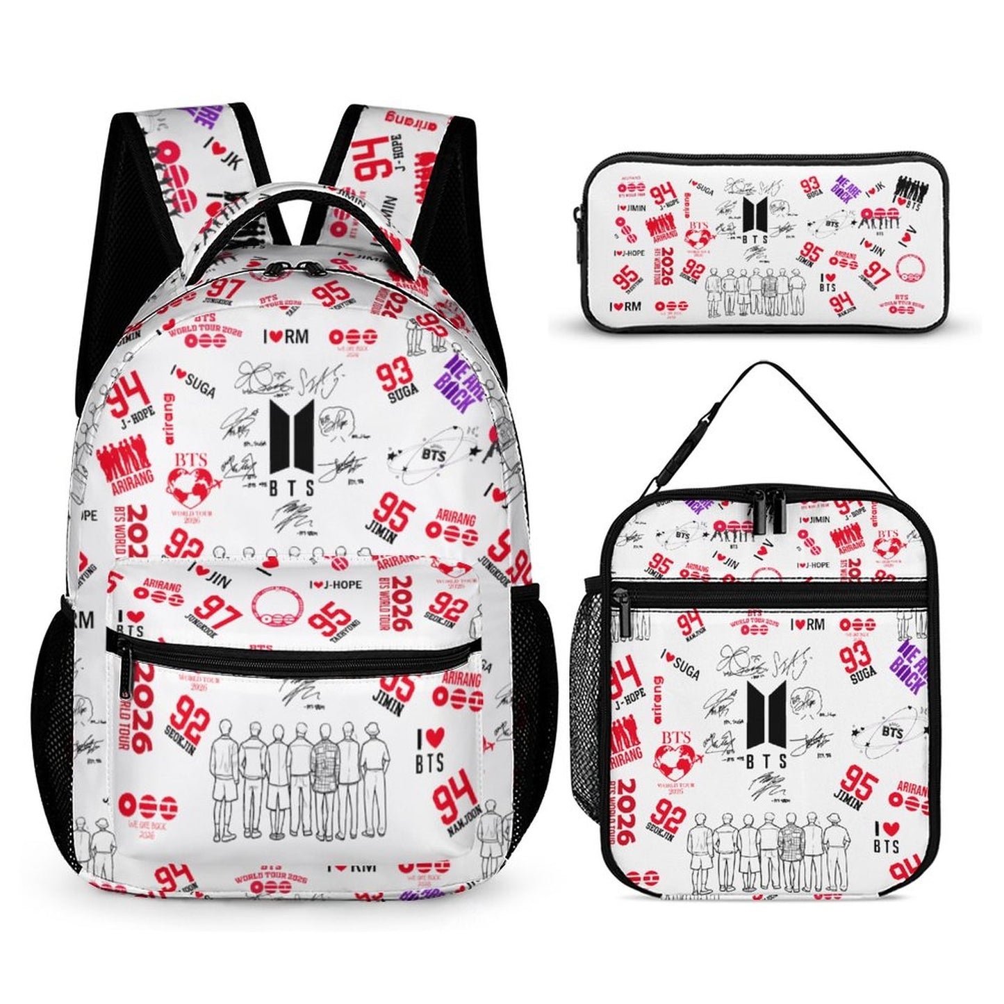 3 Pcs School Backpack Set for Kids (Backpack, Kid's Insulated Lunch Bag & Pencil Case Organizer)