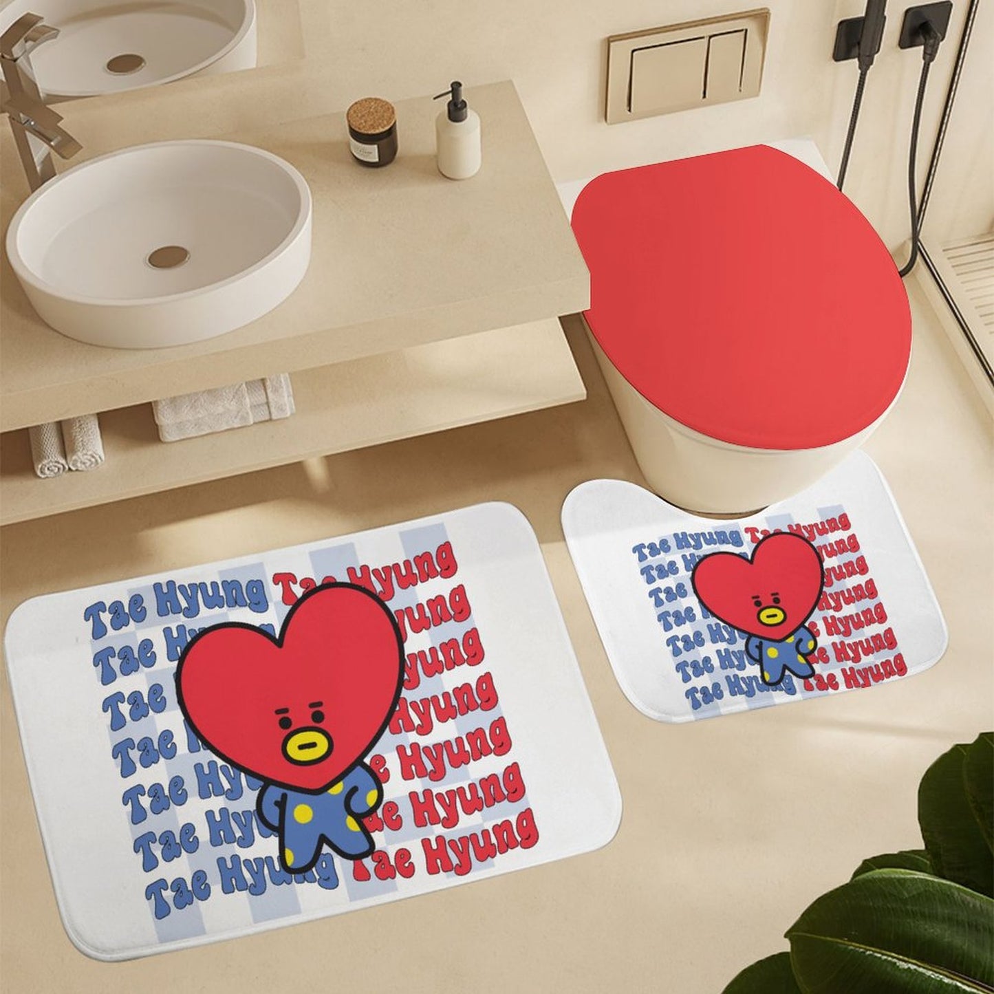 Bathroom 4-Piece Set(One-sided Printing)