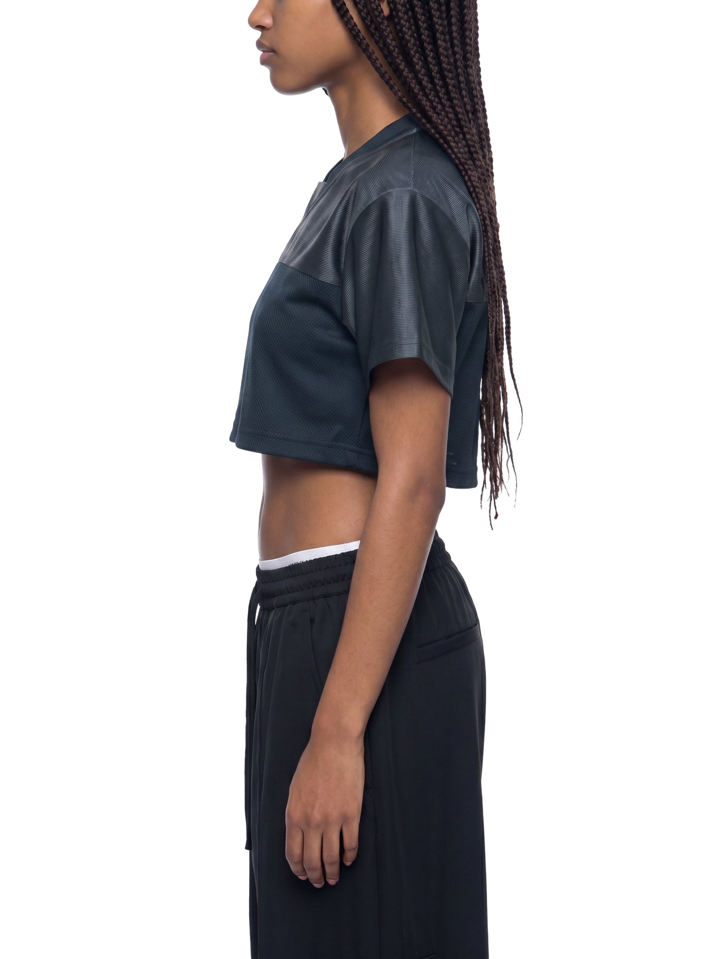 BTS RM World Tour Women’s Cropped Paneled V-Neck Jersey – Premium K-Pop Concert Outfit Borahae Purple Streetwear Mesh Patchwork Crop Top for ARMY